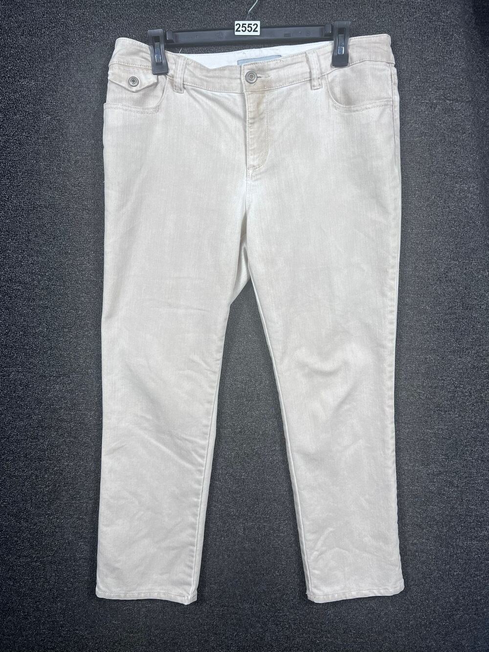 Chico's Platinum Denim Jeans Slim Leg Womens 1.5 US 10 Beige Denim Mid Rise